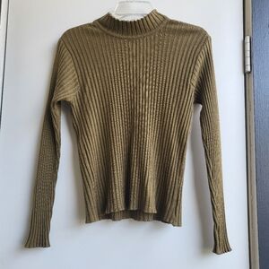 Olive ribbed turtleneck sweater